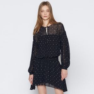 Joie Academia Split Neck Printed Silk Dress